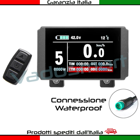 Display a colori modello LCD8HU 24/36/48V per Bicicletta Elettrica- Connessione  Waterproof