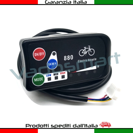 Display KT modello 880 24/36/48V per Bicicletta Elettrica- Connessione Standard 
